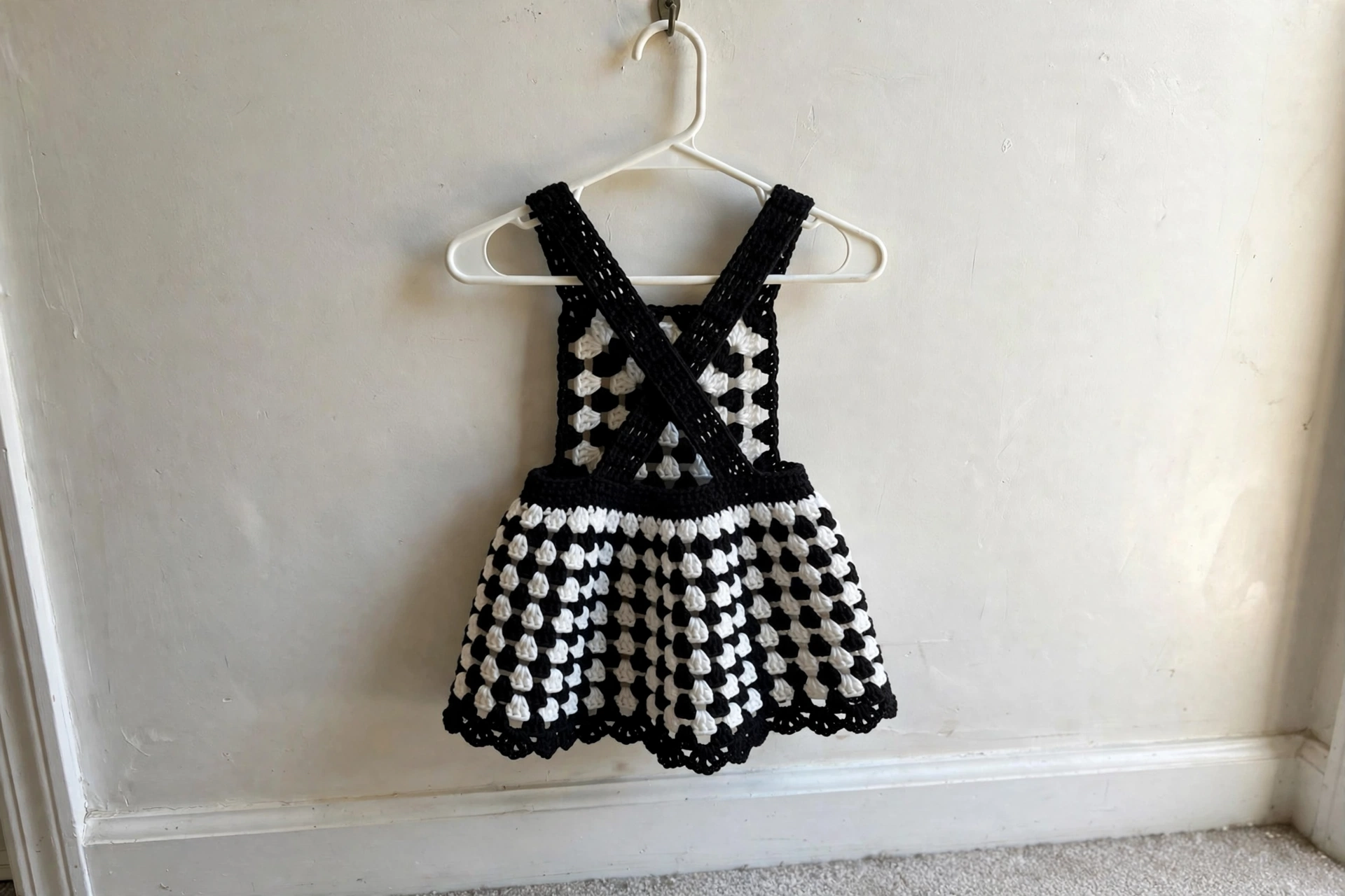 Panda pinafore dress bodice detail