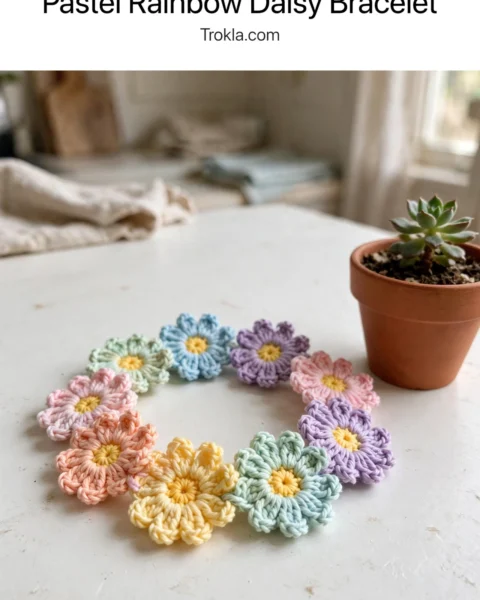 Pastel Rainbow Daisy Bracelet Free Pattern