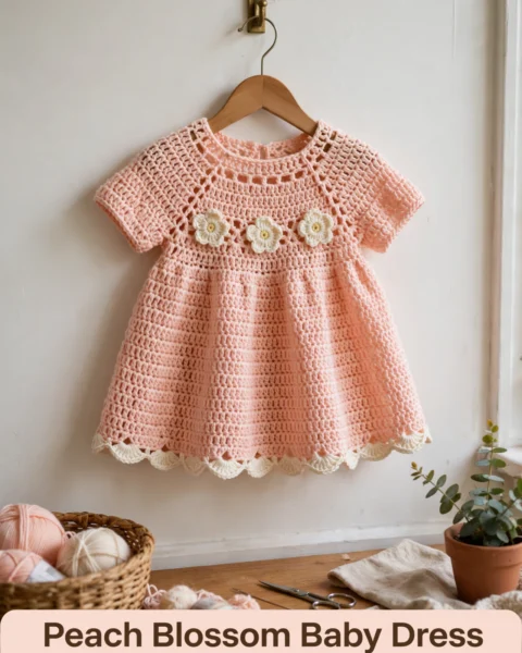 Peach Blossom Baby Dress Free Crochet Pattern