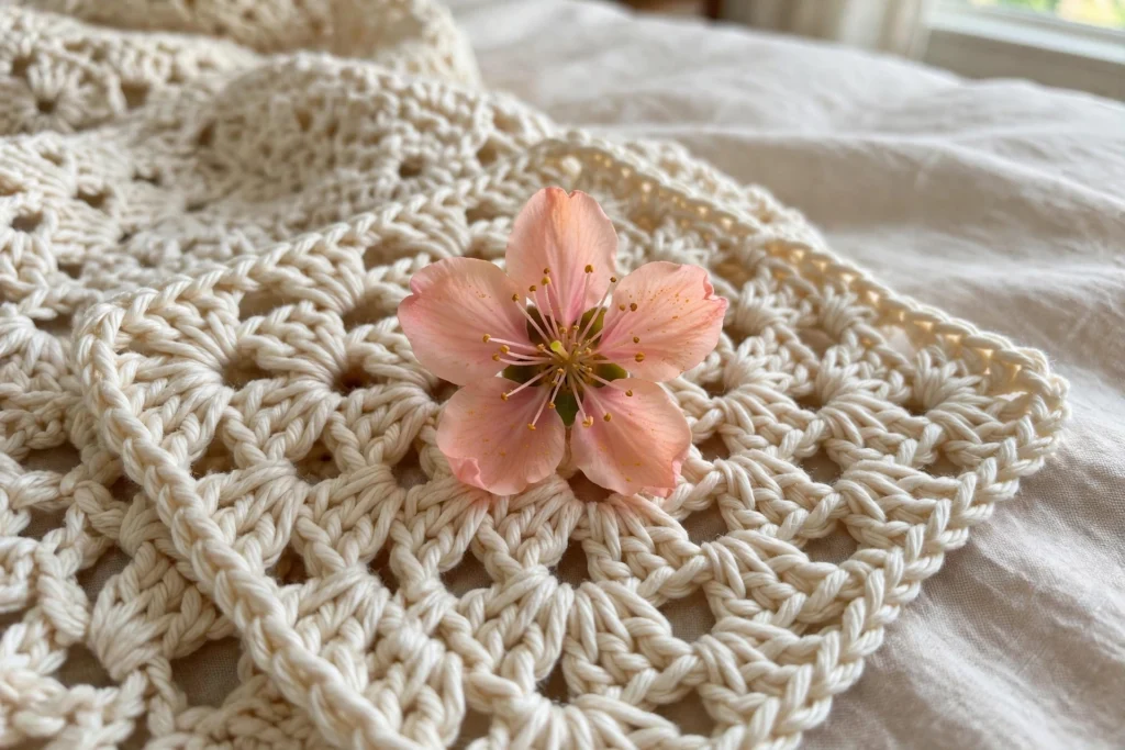 Flower center granny square detail