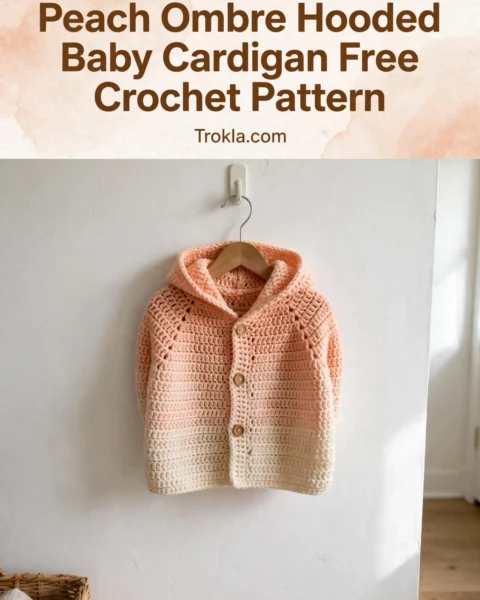 Peach Ombre Hooded Baby Cardigan Free Crochet Pattern