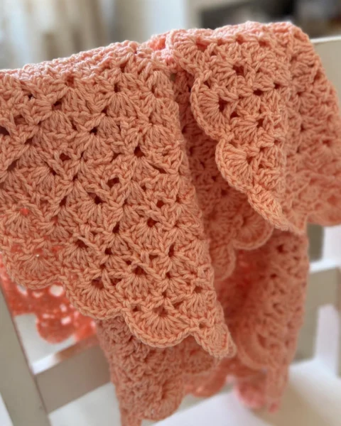 Peach Shell Baby Poncho Free Crochet Pattern