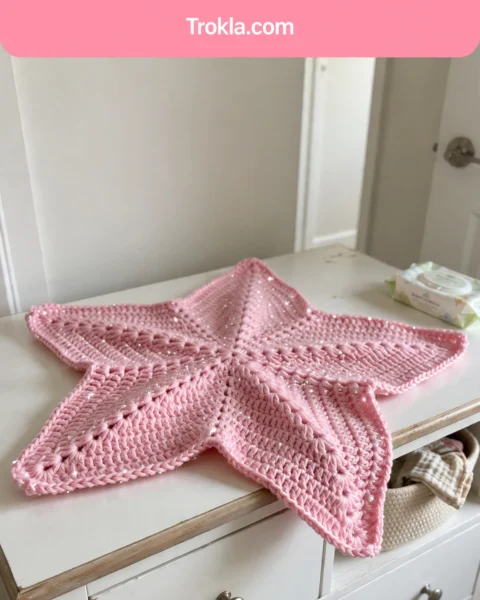 Pink Sparkle Starfish Swaddle Free Crochet Pattern