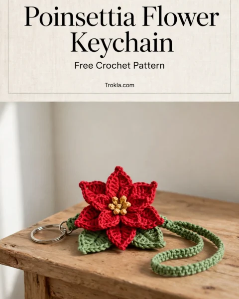 Poinsettia Flower Keychain Free Crochet Pattern