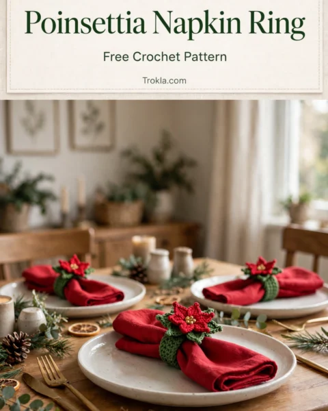 Poinsettia Napkin Ring Crochet Pattern