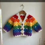 Rainbow granny square baby cardigan