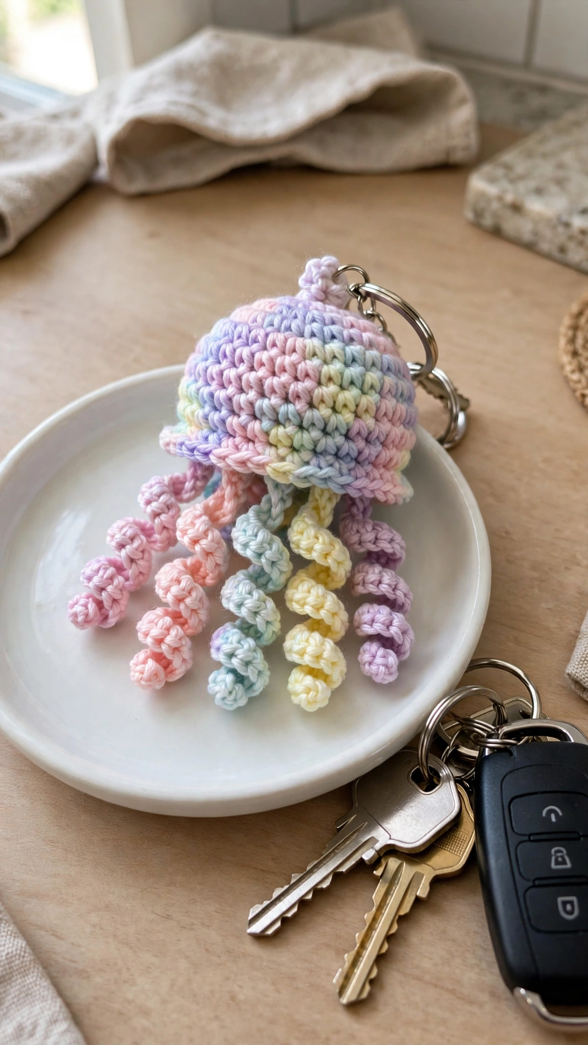 Keychain on dish
