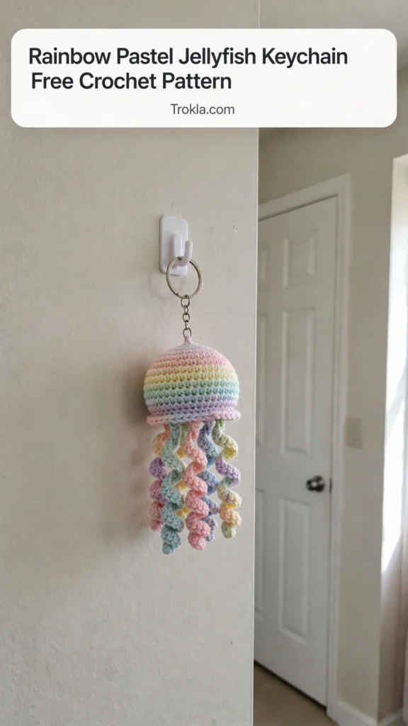 Rainbow pastel jellyfish keychain