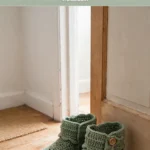 Sage green boho button slipper boots