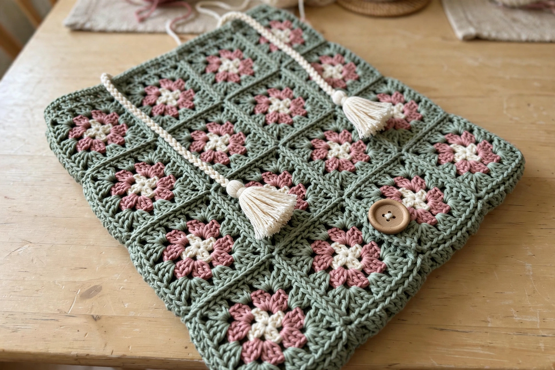 Backpack flower square close-up