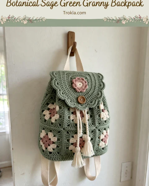 Botanical Sage Green Granny Backpack Free Crochet Pattern