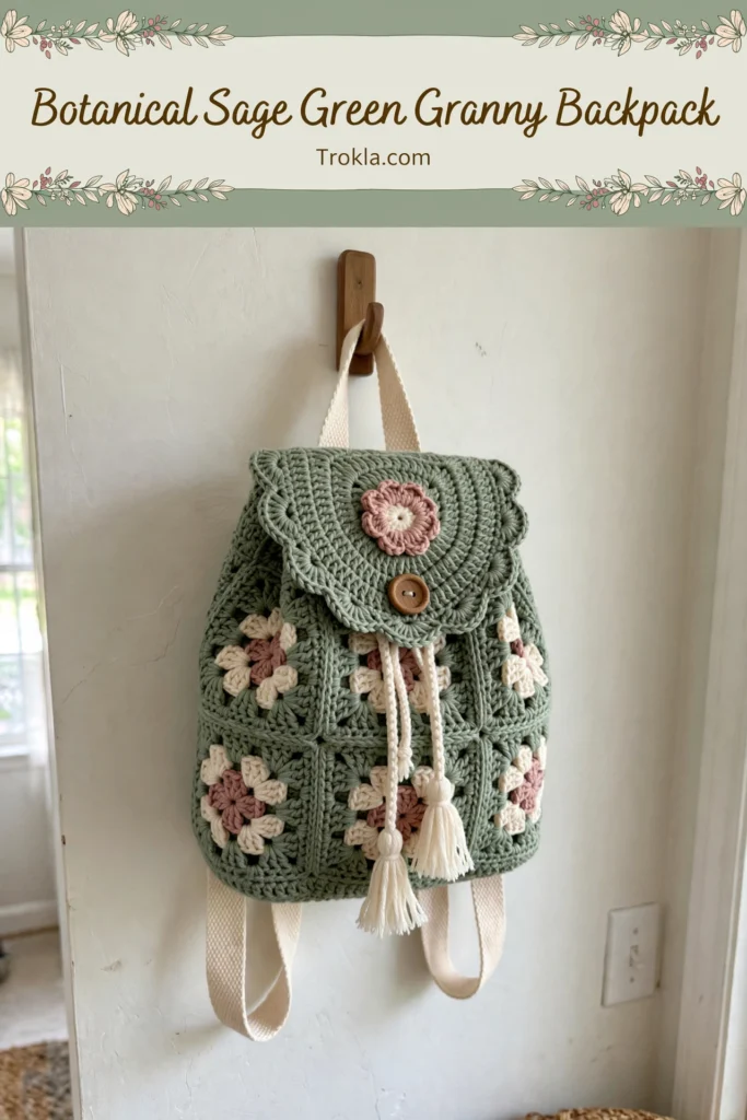 Sage green granny backpack