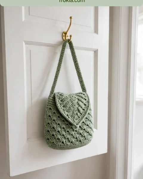 Sage Green Botanical Shell Purse Free Crochet Pattern