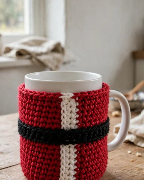 Crochet Santa-Inspired Mug Cozy Free Crochet Pattern