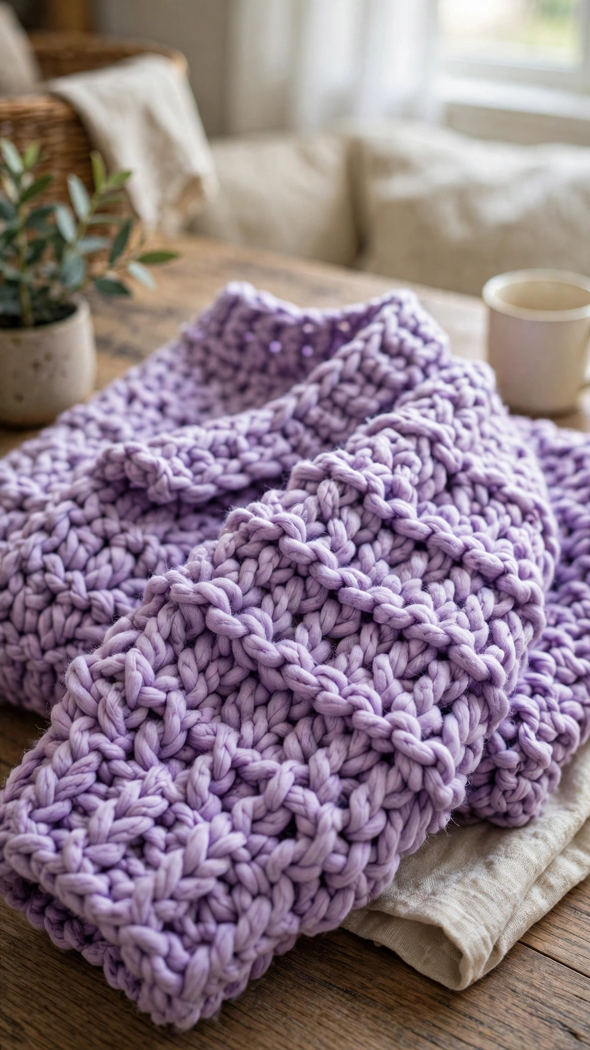 Chunky knit stitches close-up
