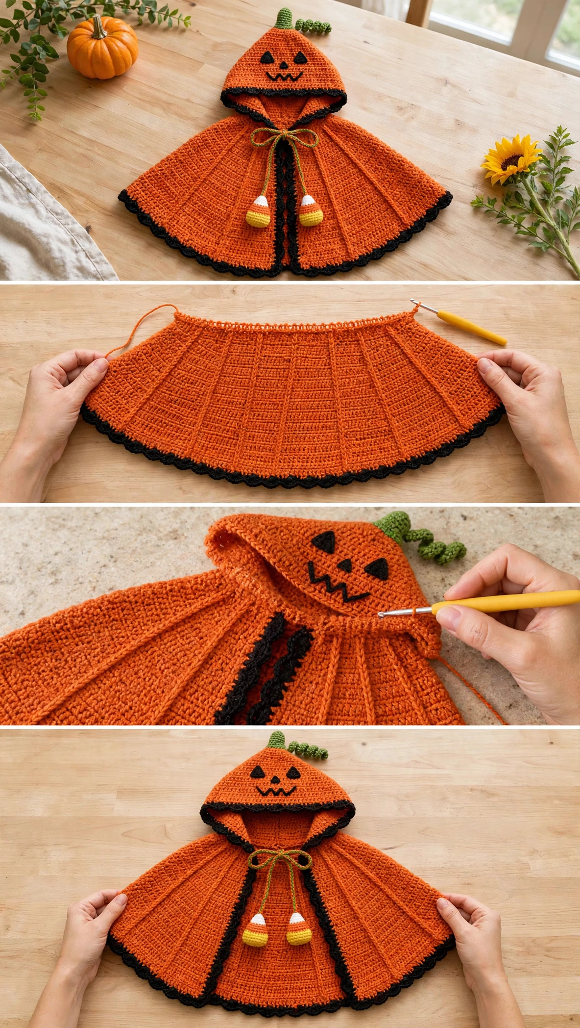Spooky Pumpkin Hooded Cape – Free Crochet Pattern - photo 2