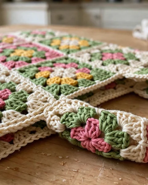 Spring Garden Granny Tote Bag Free Crochet Pattern