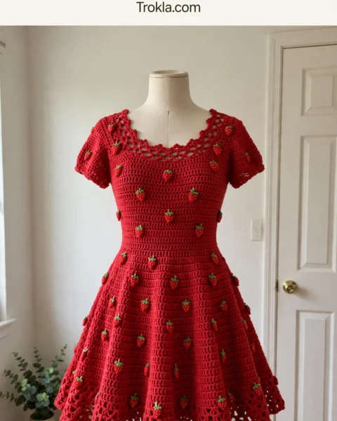 Strawberry Garden Party Dress Free Crochet Pattern