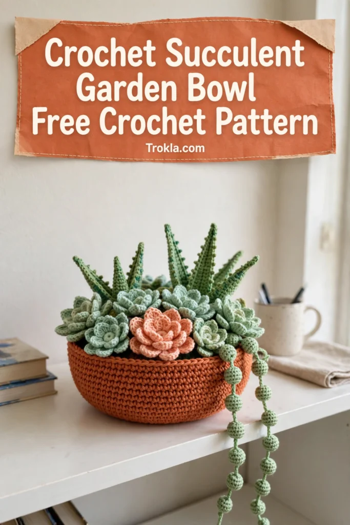 Crochet succulent garden bowl