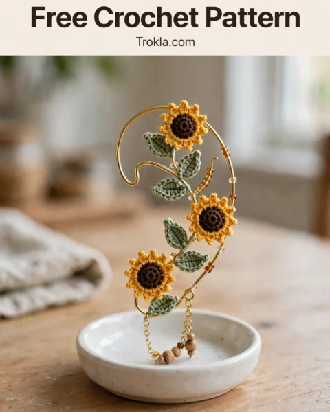 Sunflower Ear Climber – Cute and Quick Crochet Pattern