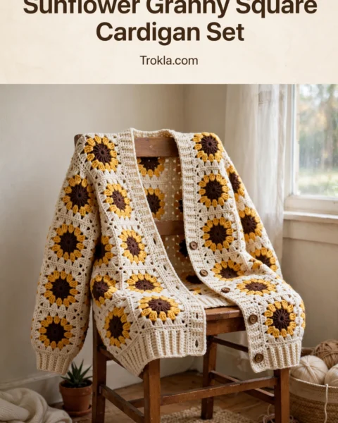 Sunny Sunflower Granny Square Cardigan Set Free Crochet Pattern