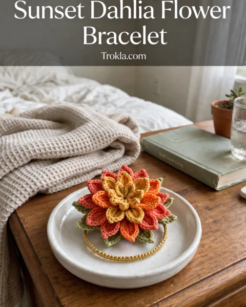 Sunset Dahlia Flower Bracelet Free Crochet Pattern