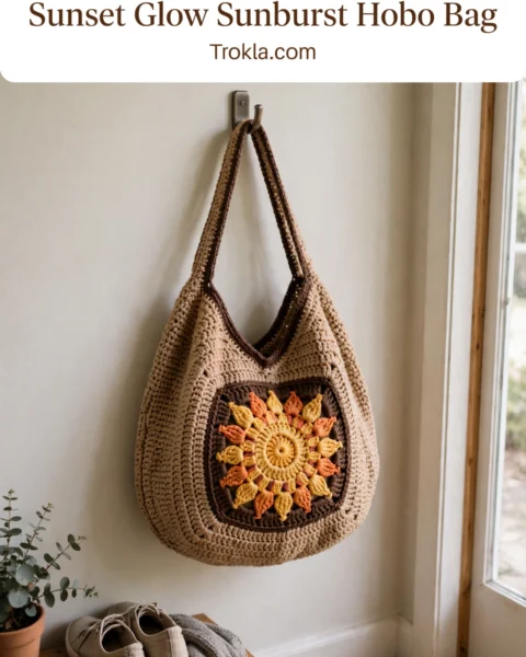 Sunset Glow Sunburst Hobo Bag Free Crochet Pattern