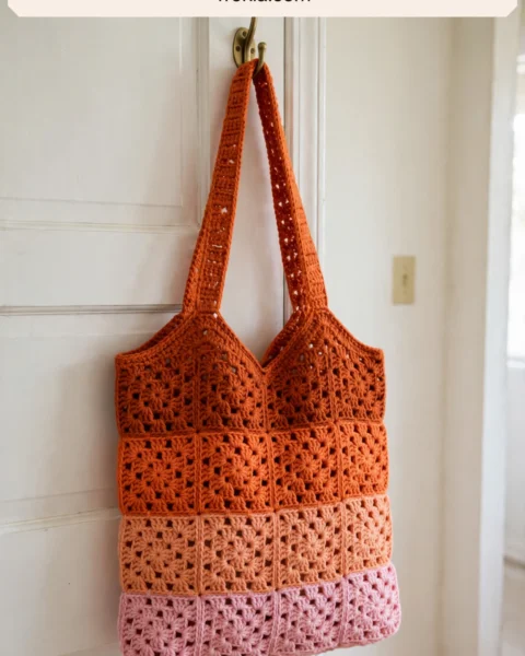 Sunset Gradient Granny Tote Bag Free Crochet Pattern