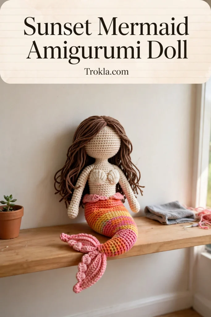 Sunset mermaid amigurumi doll