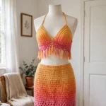 Sunset ombre two-piece fringe set
