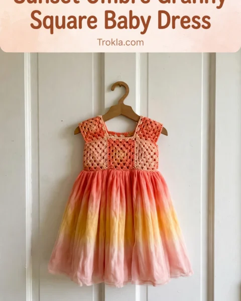Sunset Ombre Granny Square Baby Dress Free Crochet Pattern