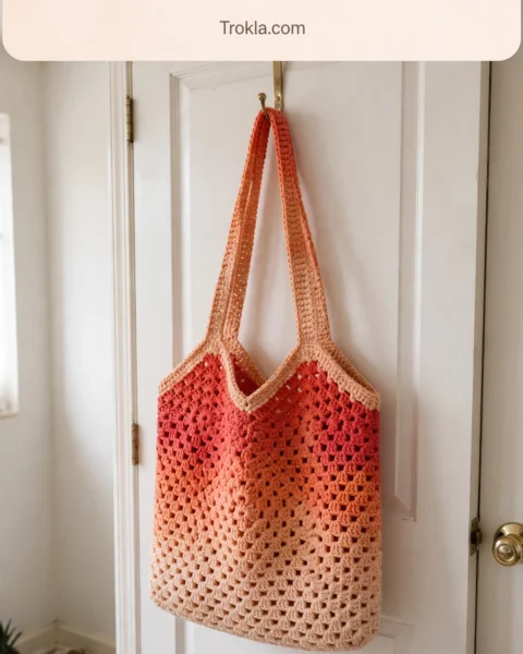 Sunset Ombre Granny Square Tote Free Crochet Pattern
