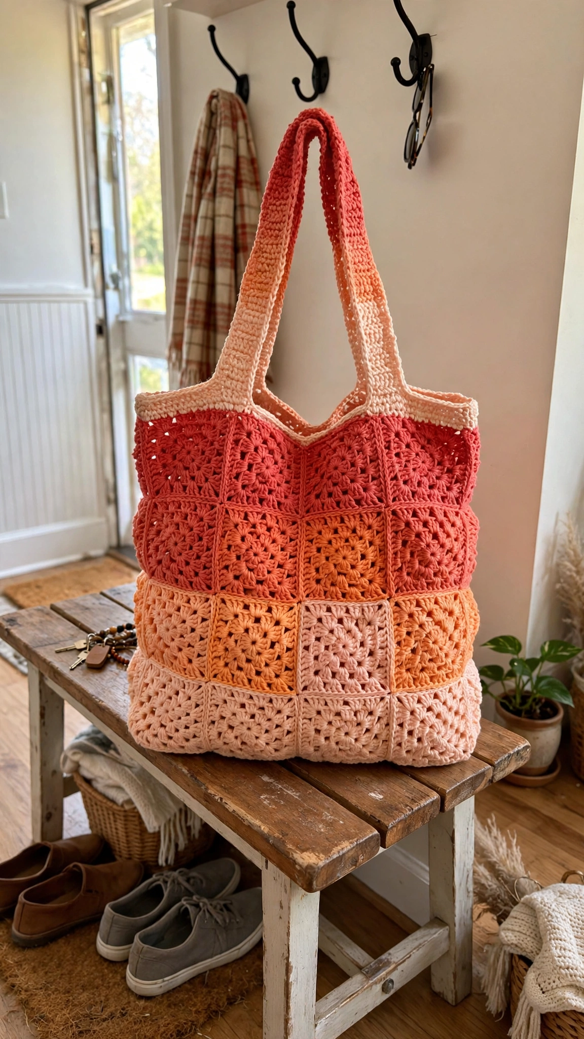 Ombre tote on bench