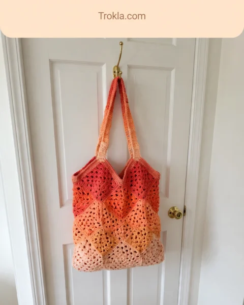 Sunset Ombre Granny Tote Free Crochet Pattern
