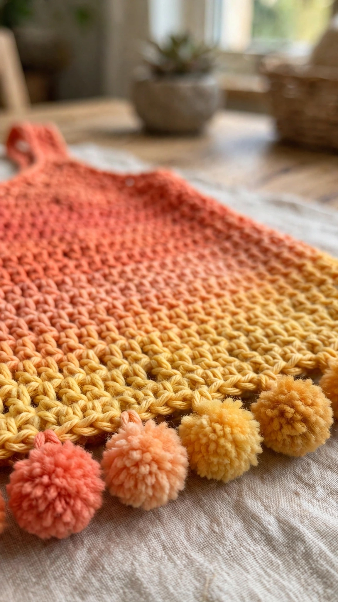 Pompom hem close-up