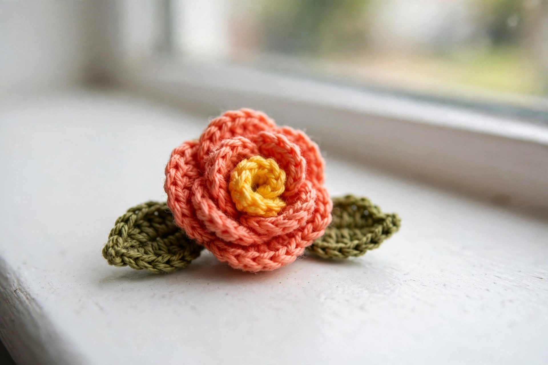 Detail of rolled rose and leaves