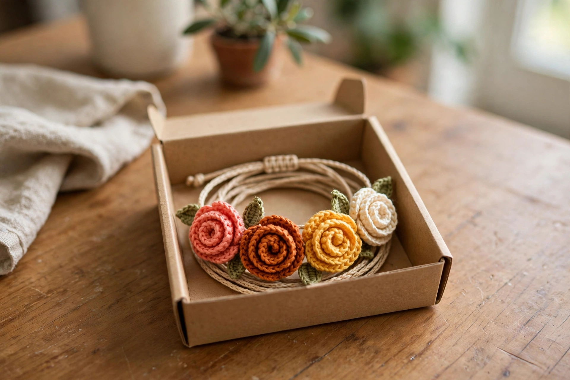Sunset rose bracelet in a gift box