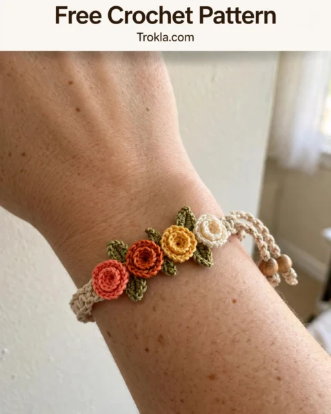Sunset Ombre Rose Bracelet Free Crochet Pattern