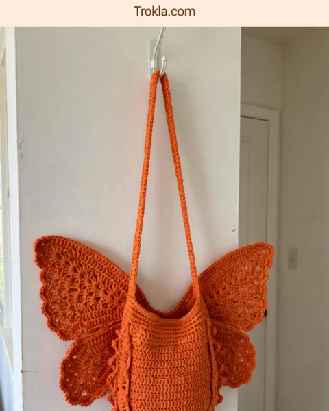 Sunset Orange Butterfly Bag Free Crochet Pattern