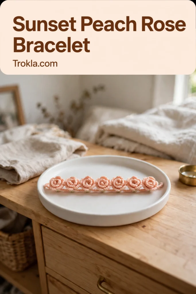 Sunset peach rose bracelet