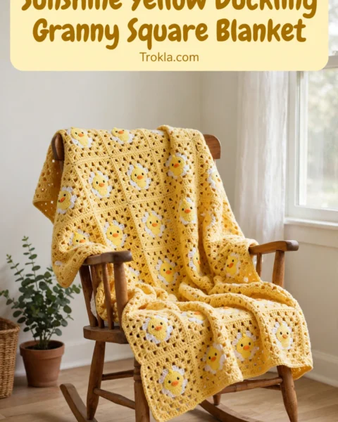 Sunshine Yellow Duckling Granny Square Blanket Free Crochet Pattern