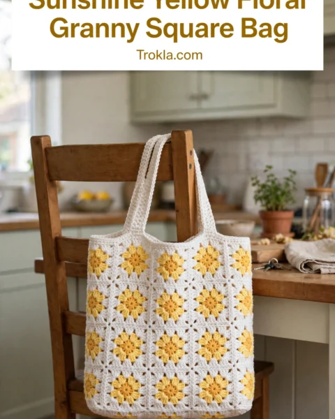 Sunshine Yellow Floral Granny Square Bag Free Crochet Pattern