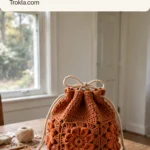 Terracotta marigold drawstring pouch