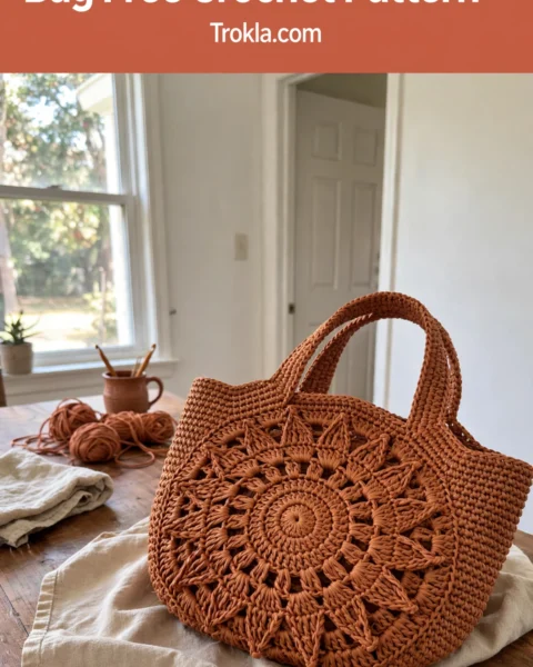 Terracotta Sunburst Raffia Bag Free Crochet Pattern