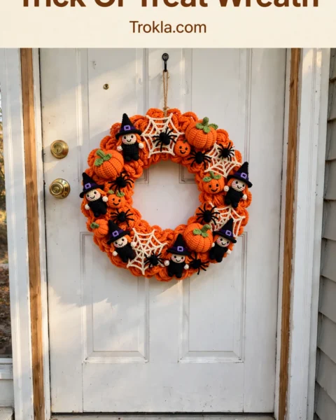 Trick Or Treat Wreath Free Crochet Pattern