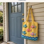 Tropical puffer fish crochet tote bag