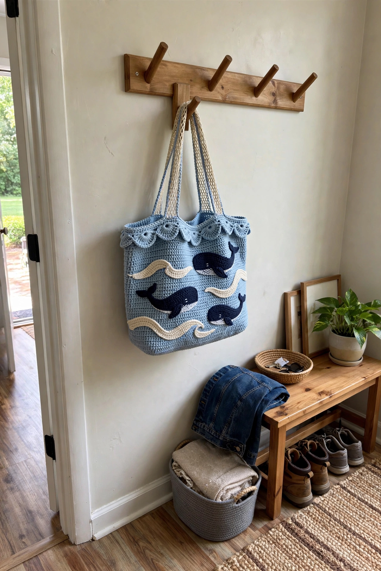 Ocean tote handles and border