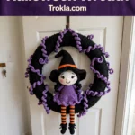 Winne the Witch Halloween wreath with witch hat and legs