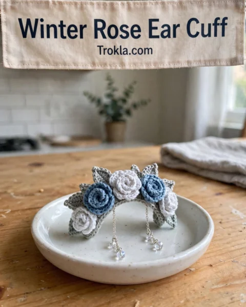 Winter Rose Ear Cuff Free Crochet Pattern