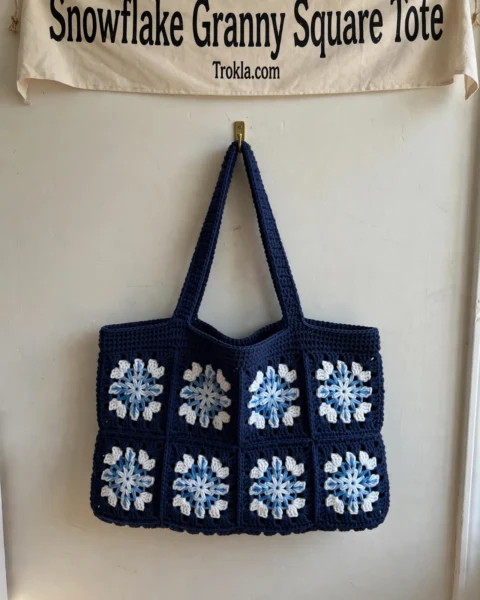 Winter Snowflake Granny Square Tote Free Crochet Pattern